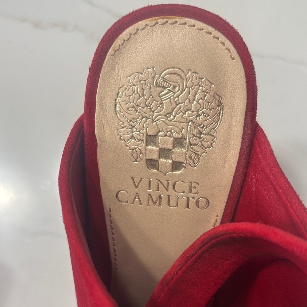 Elegant Red Suede Peep-Toe Heels - Picture 15 of 17